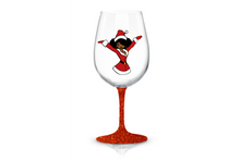 Load image into Gallery viewer, Sassy Mrs. Claus Hand Glittered Stem Wine Glass
