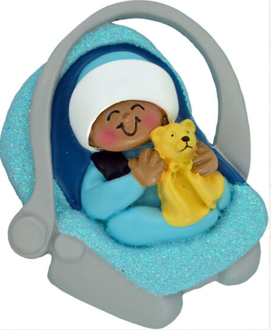 Baby Boy in Car Seat Ornament