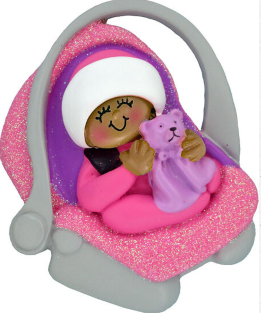 Baby Girl in Car Seat Ornament