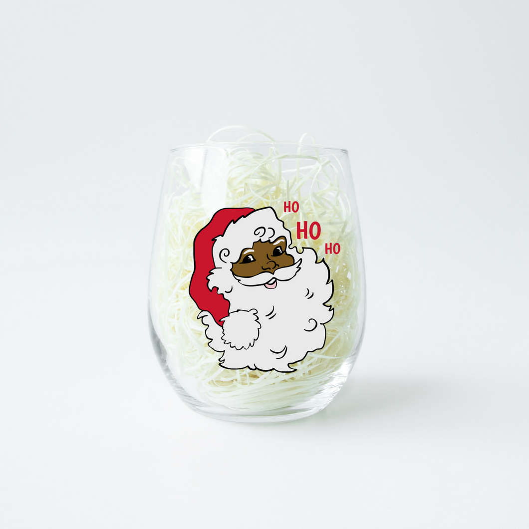 Santa Claus Stemless Wine Glass